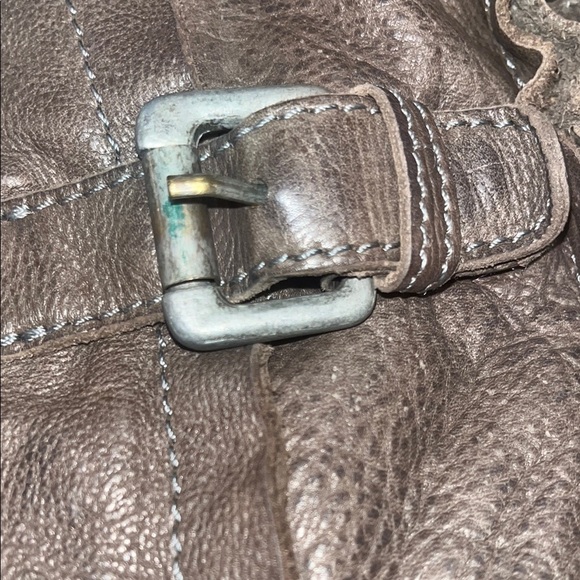 Rock Paper Scissors leather larger cross body bag dark gray/ silver tone preowne - Picture 14 of 16